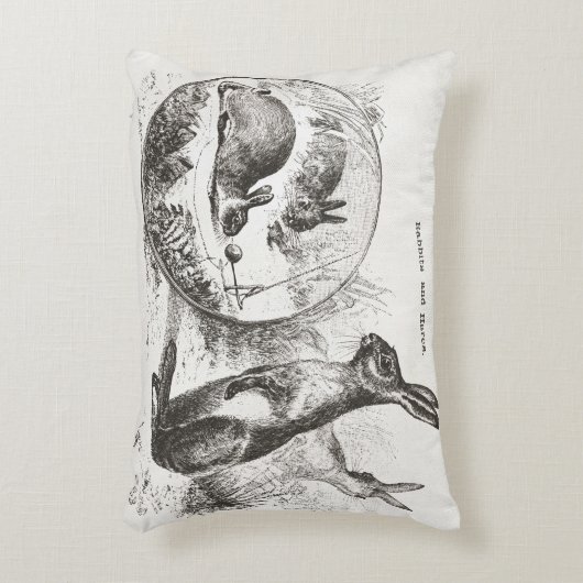 可愛いすごいヴィンテージウサギのバンキューバニーリバーシブルピロー! アクセントクッション (正面(垂直))