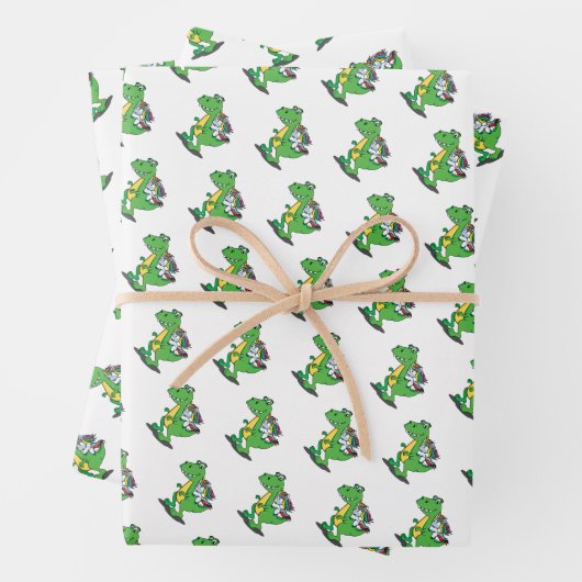 可愛いすごい恐竜ユニコーン ラッピングペーパーシート (インサイチュ)