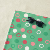 可愛いすごい白猫ピンク&ミントグリーンビーチタオル ビーチタオル (インサイチュ)