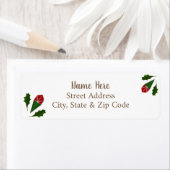 可愛いすてき抽象芸術赤いバラ緑のヒイラギク ラベル (インサイチュ)