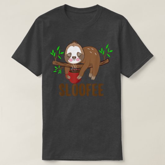 可愛いつるSloth On TwigとHolding Coffee Mug Men Tシャツ (デザイン正面)