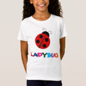 可愛いてんとう虫の女の子の白いTシャツ Tシャツ (正面)