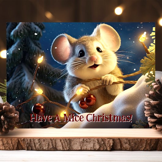 可愛いねずみのクリスマス シーズンカード