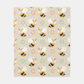 可愛いのまわりにカラフルと花柄 フリースブランケット (正面)