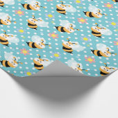 可愛いのまわりにカラフルと花柄 ラッピングペーパー (角)