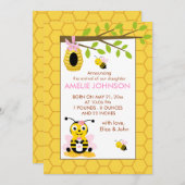 可愛いのまわりにガールベビー誕生発表カード 案内状 (正面/裏面)