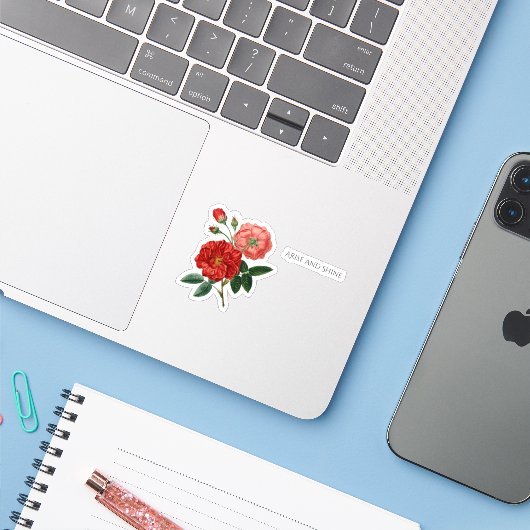 可愛いはっきりしたヴィンテージフローラ発生とシャイン引用文 シール (ノートパソコンとiPhone)