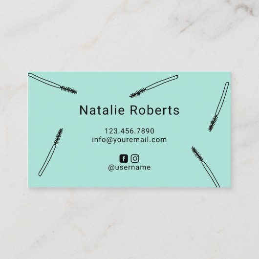 可愛いまつげエクステンションLashメイクアップアーティストミント 名刺 (裏面)