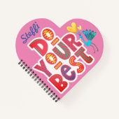 可愛いやる気を起こさせるカスタマイズハート形スパイラル ノートブック (正面)