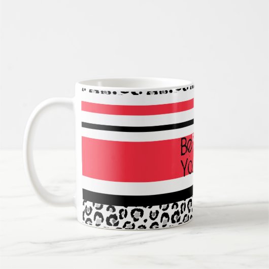 可愛いやる気を起こさせるトレンディー引用文「あなたよ！」ストライプ コーヒーマグカップ (左)