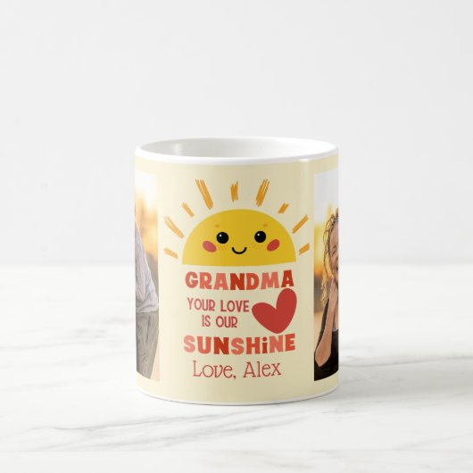 可愛いよくはしゃぐイエローラブ祖母 コーヒーマグカップ (中央)