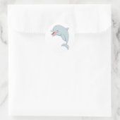 可愛いよくはしゃぐイルカ漫画 ラウンドシール (バッグ)