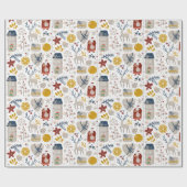 可愛いよくはしゃぐクお洒落リスマスアイコン ラッピングペーパー (フラット)