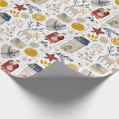 可愛いよくはしゃぐクお洒落リスマスアイコン ラッピングペーパー (角)