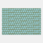 可愛いよくはしゃぐ抽象芸術幾何学模様ティール(緑がかった色)緑 ラッピングペーパーシート (正面)