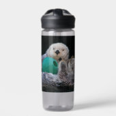 可愛いよくはしゃぐ海のカワウソ写真 ウォーターボトル (正面)