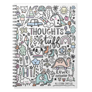 可愛いらくがきのThoughts & Stuff ノートブック