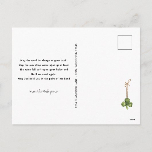可愛いアイリッシュのコニークナックスタンドハッピーセントパトリックの日 シーズンポストカード (裏面)