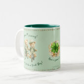 可愛いアイリッシュテディベアマグバイク素晴らし – 日 ツートーンマグカップ (正面左)