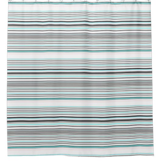 可愛いアクアグレイストライプ シャワーカーテン (正面)