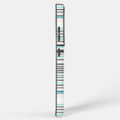 可愛いアクアグレイストライプ SAMSUNG GALAXYケース (右側面)