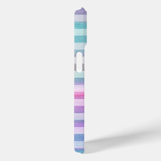 可愛いアクアパープルストライプソフト水彩柄 Case-Mate iPhoneケース (裏面 / 右)