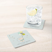 可愛いアクアビーリーウェイベアーベアーバルーンベイビーシャワー スクエアペーパーコースター (インサイチュ)