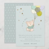 可愛いアクアベアバルーンベビー告知カード サンキューカード (正面/裏面)