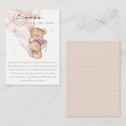 可愛いアクア赤面ベアバルーンブック赤ちゃんシャワー エンクロージャーカード (正面/裏面)
