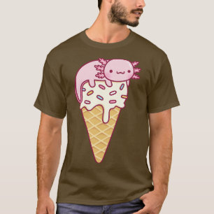 可愛いアクソロトルオンバニラアイスクリームコーンおもしろい Tシャツ
