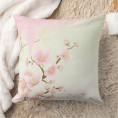 可愛いアジアンピンクの桜の鳥の花柄 クッション (ブランケット)