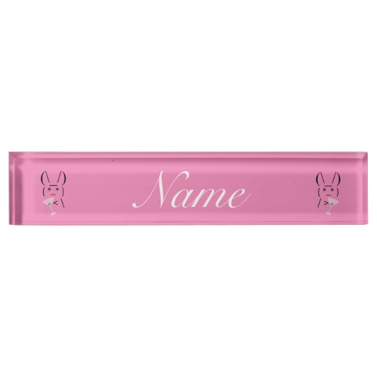 可愛いアスキーバニー持ちマルティーニ デスクネームプレート (正面)