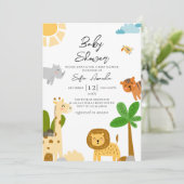 可愛いアニマルウッドランドサファリベイビーシャワー 招待状 (スタンド正面)