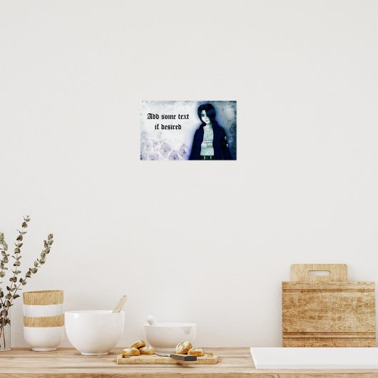 可愛いアニメのエモボーイの文字 ポスター (キッチン)