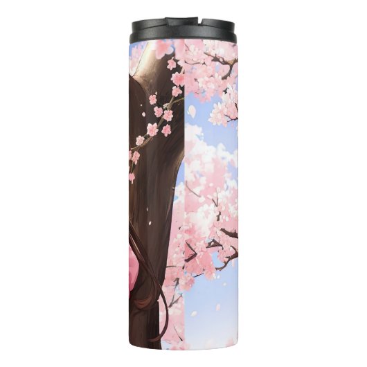 可愛いアニメの女の子(さくらんぼの下) タンブラー (裏面)