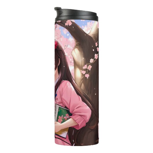可愛いアニメの女の子(さくらんぼの下) タンブラー (回転右)