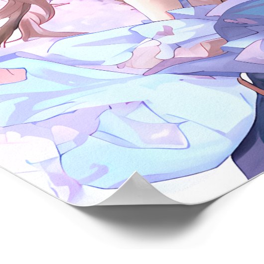 可愛いアニメの女の子(さくらんぼの下) ポスター (角)