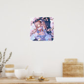 可愛いアニメの女の子(さくらんぼの下) ポスター (キッチン)