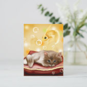 可愛いアニメの子猫の夢 ポストカード (スタンド正面)