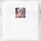 可愛いアニメガールステッカー – ボバティーラバー スクエアシール (バッグ)