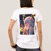 可愛いアニメガールBoba Tea Tシャツを飲む Tシャツ (裏面)