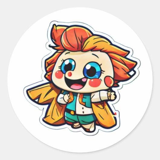 可愛いアニメステッカー – スマイル無制限 ラウンドシール (正面)