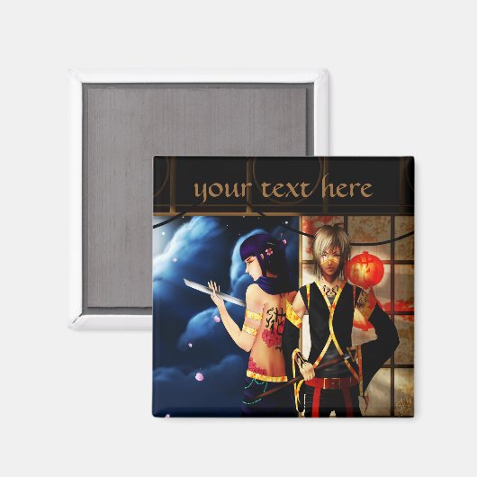 可愛いアニメファンタジー男の子よだれマグネット マグネット (正面/裏面)