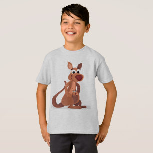 可愛いアニメーションベビーTシャツ付きカンガルー Tシャツ