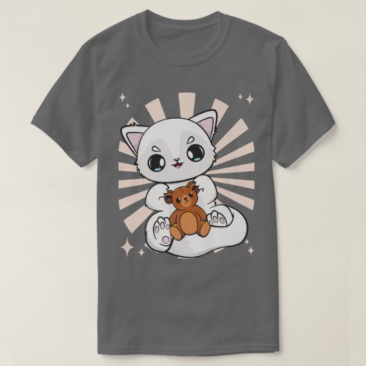 可愛いアニメ北極遊キツネとテディベア初演 Tシャツ (デザイン正面)