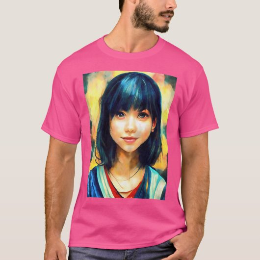 可愛いアニメ日本の Tシャツ (正面)