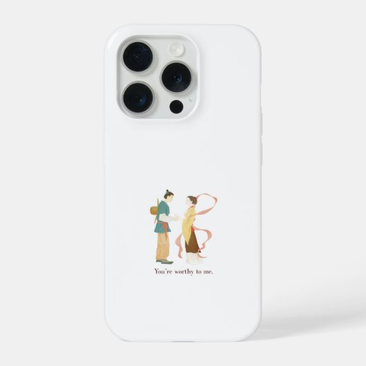 可愛いアニメ風の伝統的なカップルは価値がある iPhoneケース (裏面)