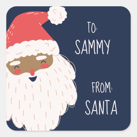 可愛いアパーソナライズされたフリカのサンタラベル スクエアシール (正面)