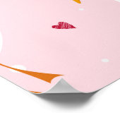 可愛いアヒルとピンクのハートのシームレスなパターン ポスター (角)