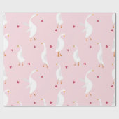 可愛いアヒルとピンクのハートのシームレスなパターン ラッピングペーパー (フラット)